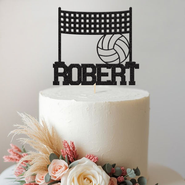 Personalised Volleyball Net and Ball Cake Topper – Name - view 2