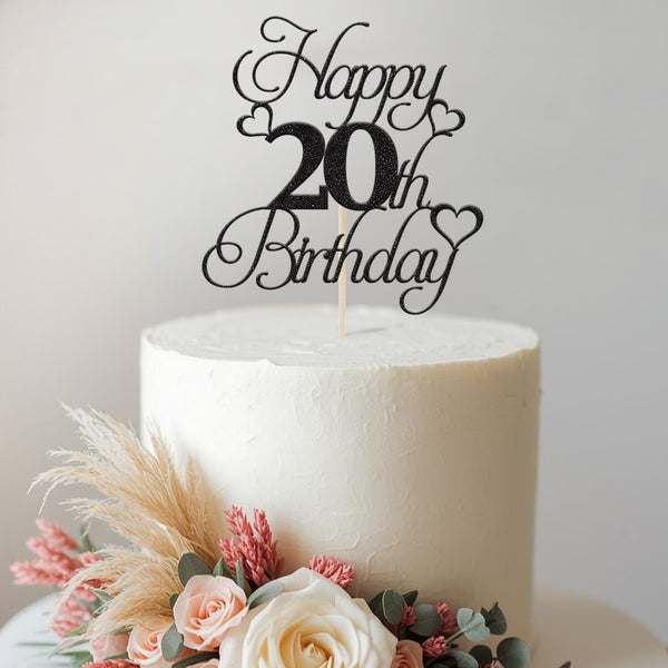 Personalised Calligraphy Hearts Cake Topper – Age - view 2