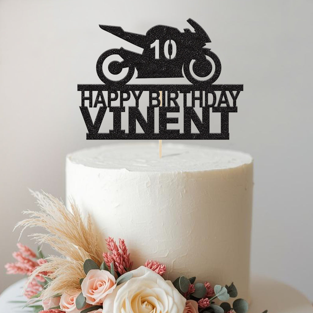 Personalised Sports Motorbike Cake Topper – Name & Age - view 2
