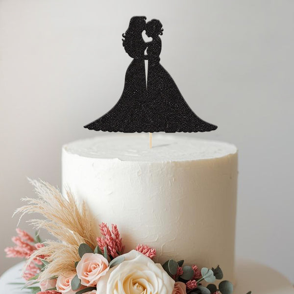 Two Brides Embracing Wedding Cake Topper - view 2