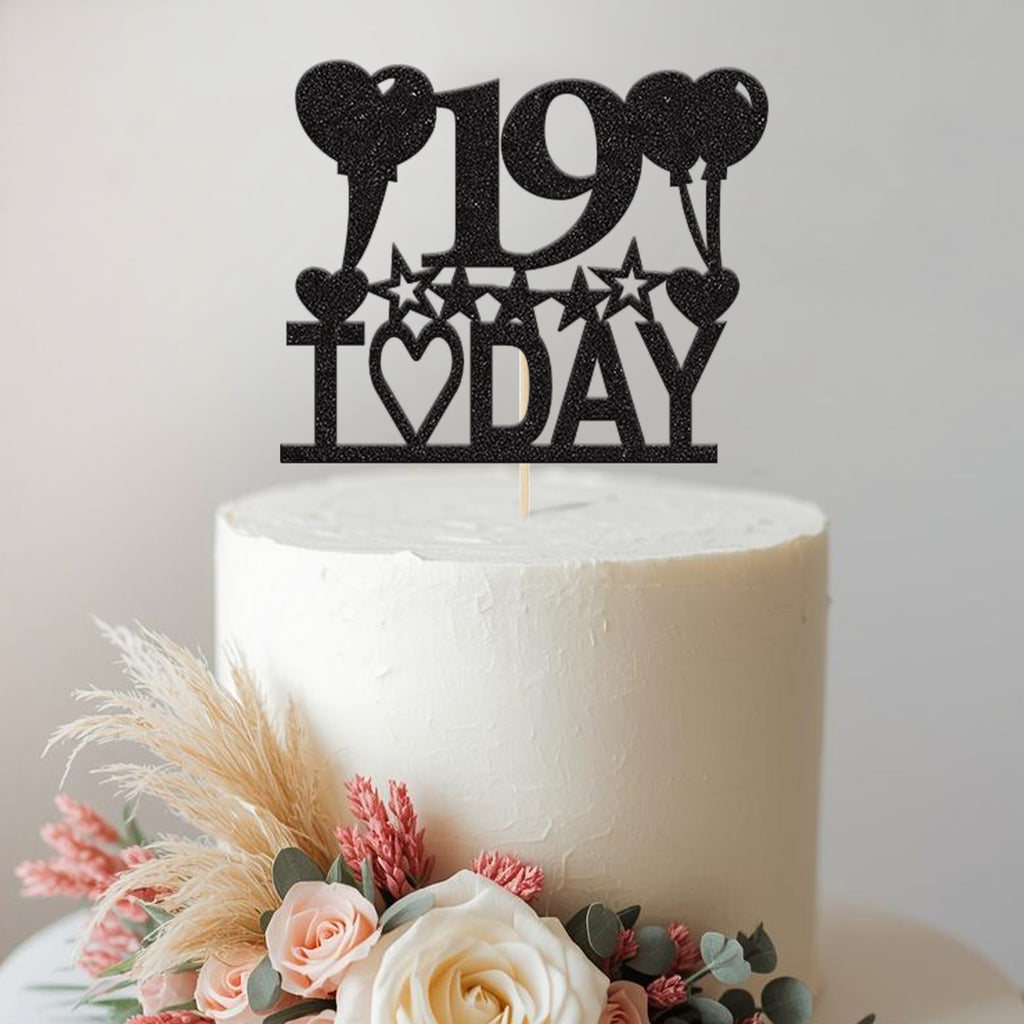 Personalised Heart Balloons & Stars Today Cake Topper – Age - view 2