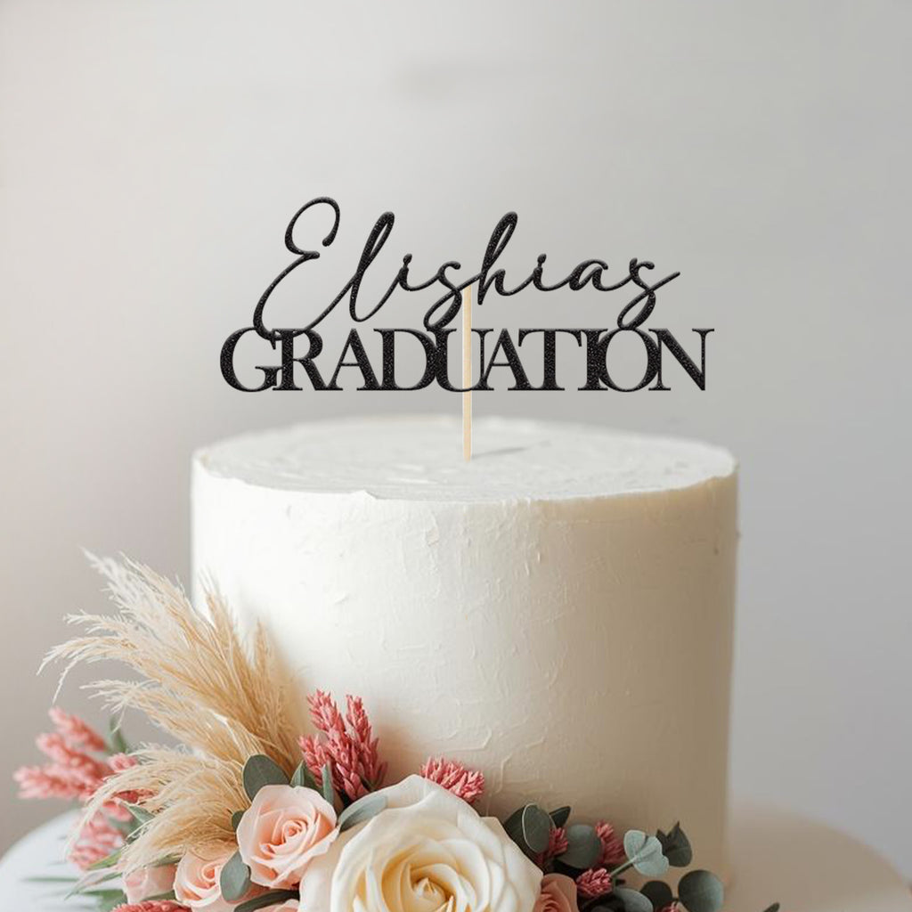 Personalised Script Name Graduation Cake Topper – Name - view 2