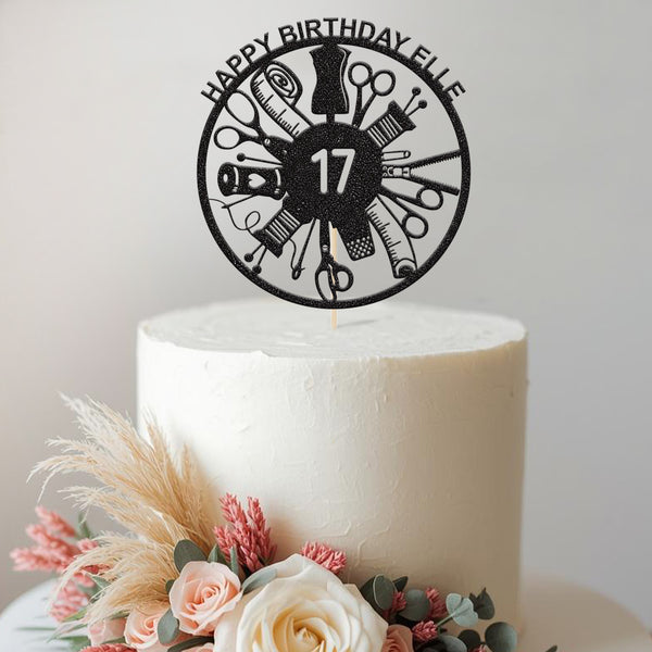 Personalised Dressmaker Cake Topper – Name & Age - view 2