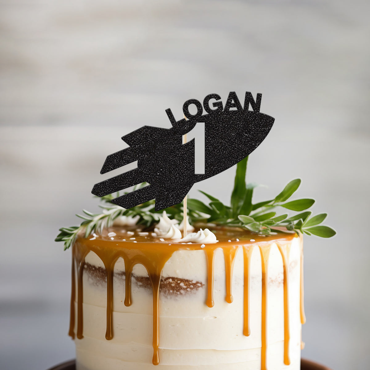Personalised Space Rocket Cake Topper – Name & Age - view 2 Main image