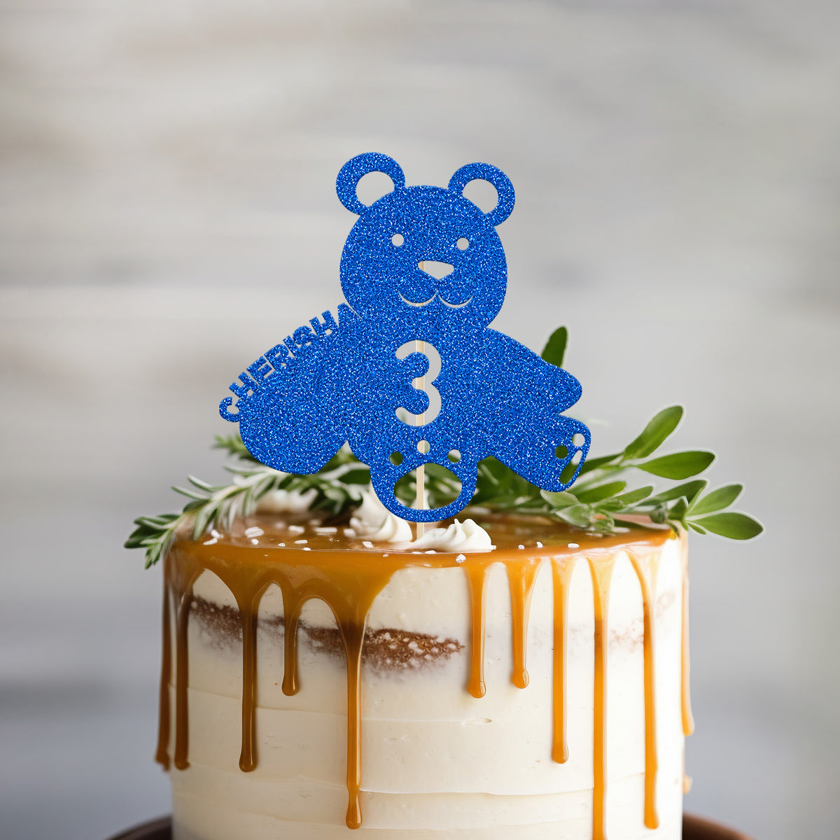Personalised Teddy Bear Cake Topper – Name & Age - view 2