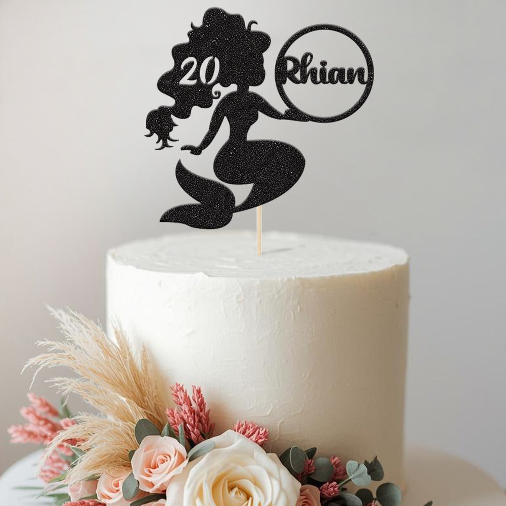 Personalised Mermaid & Name Bubble Cake Topper – Name & Age - view 2