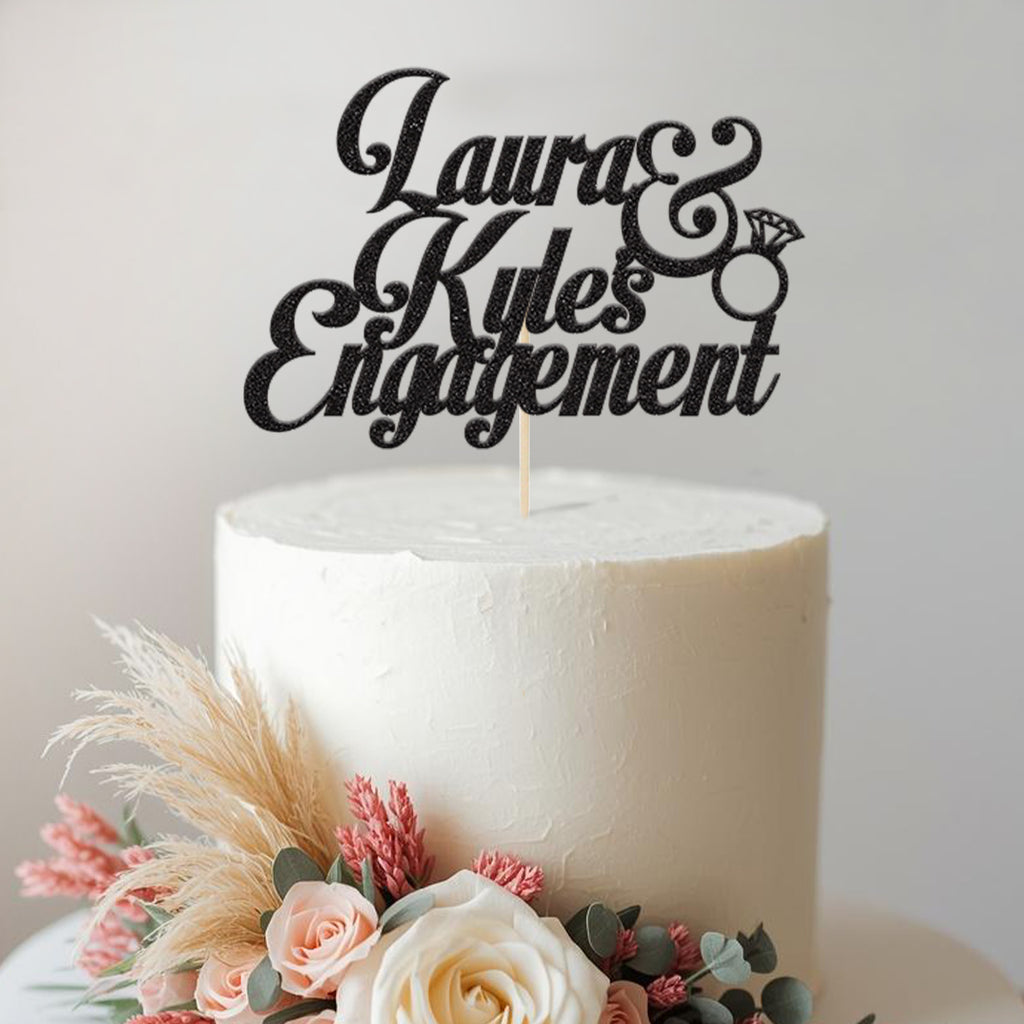 Personalised Script Names & Ring Engagement Cake Topper – Names - view 2