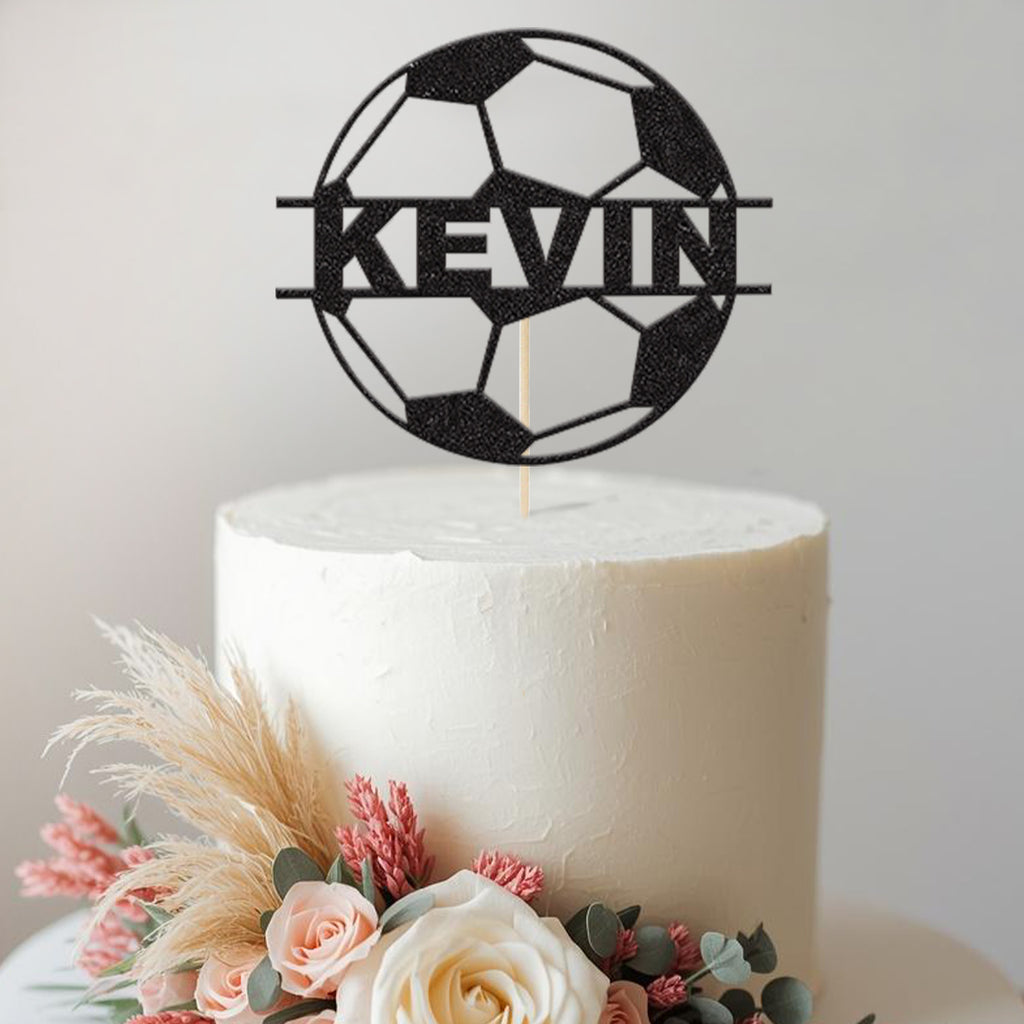 Personalised Football Outline Cake Topper – Name - view 2