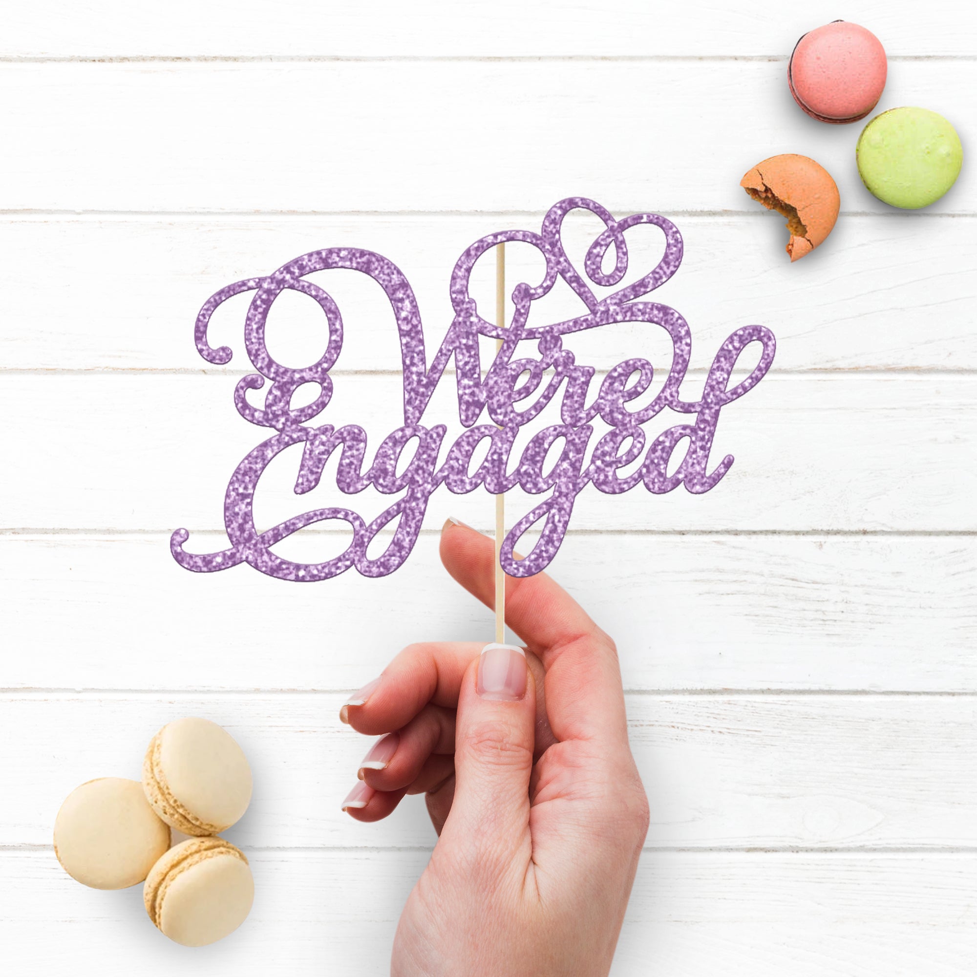 We're Engaged Script Heart Cake Topper Secondary image