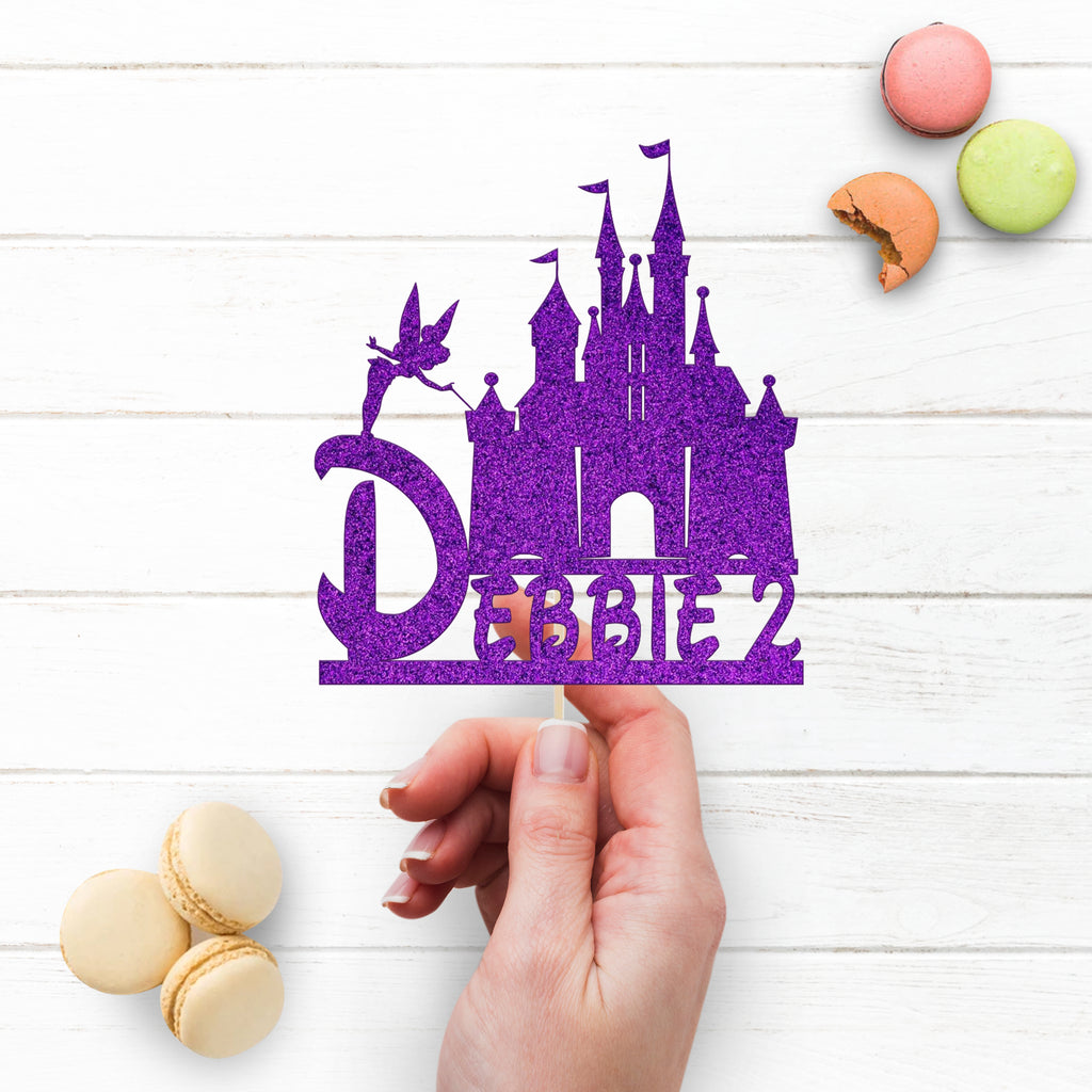 Personalised Fairy Castle Cake Topper with Name and Age – Custom Princess Birthday Cake Decoration