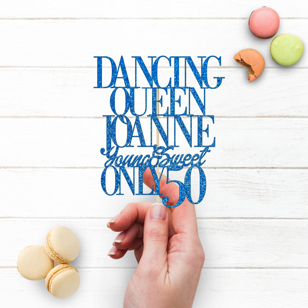 Personalised Dance Queen Glitter Cake Topper with Name & Age