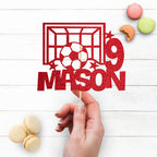 Personalised Football Cake Topper with Name and Age – Custom Birthday Cake Decoration