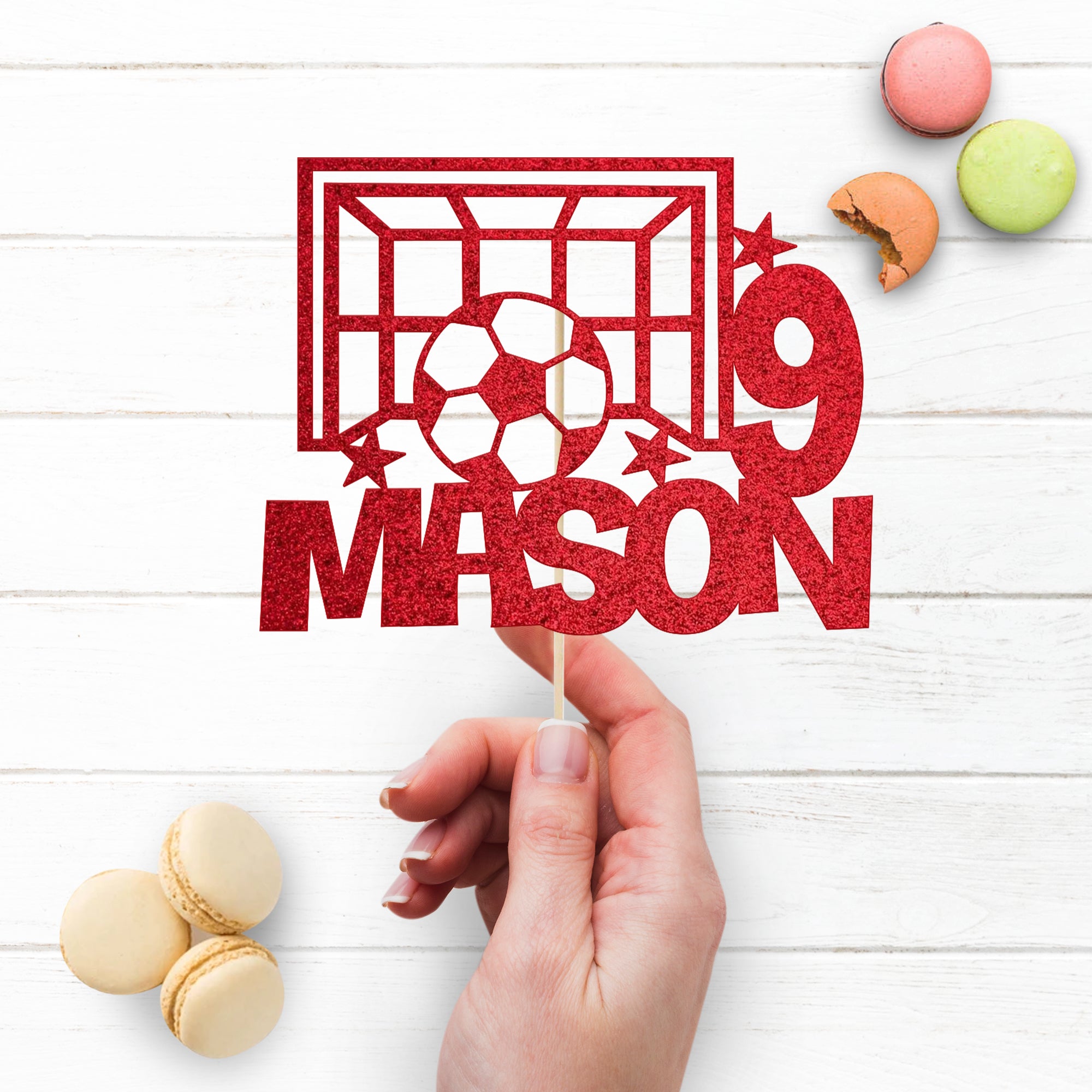 Personalised Football Cake Topper with Name and Age – Custom Birthday Cake Decoration