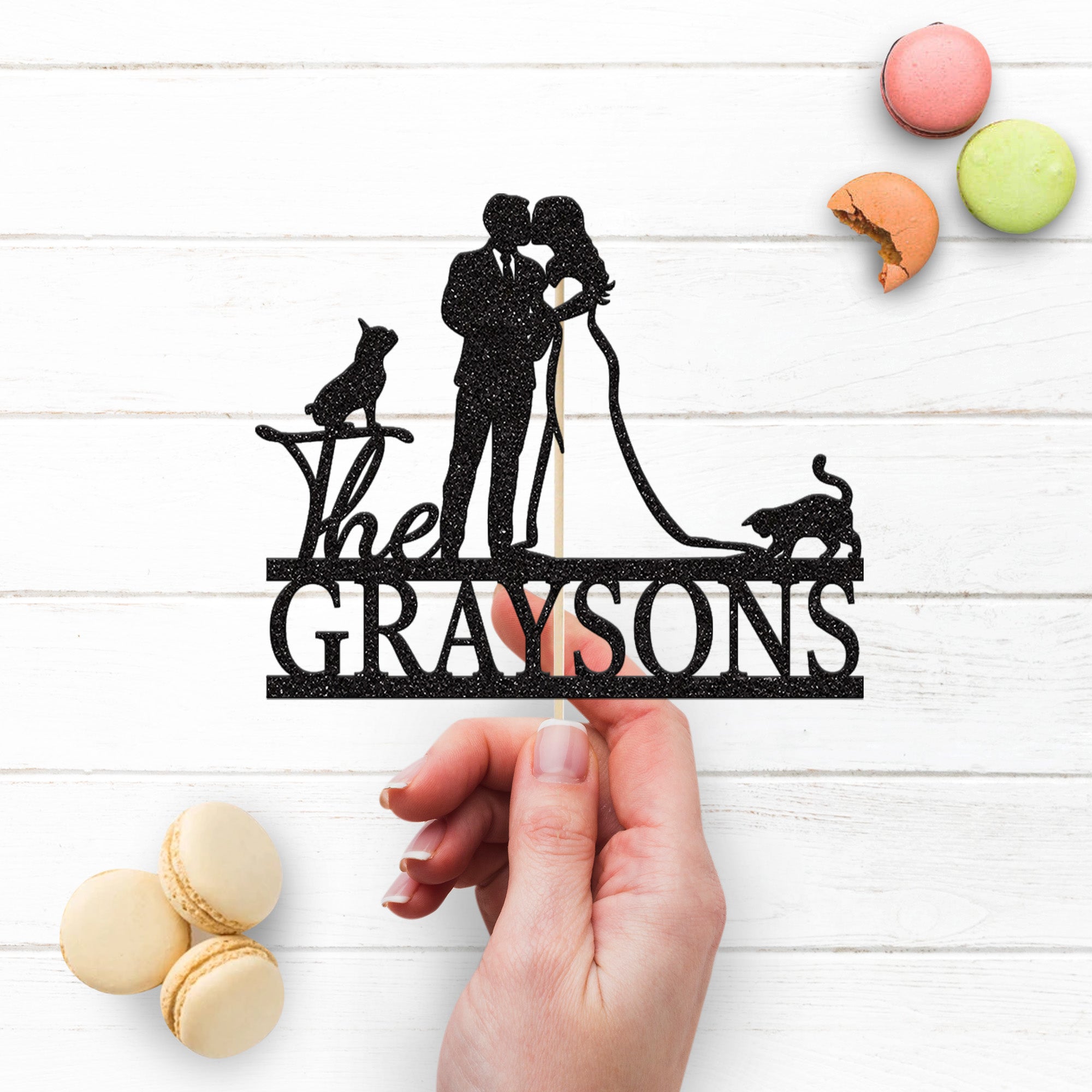 Personalised Cat Wedding Cake Topper – Surname Secondary image
