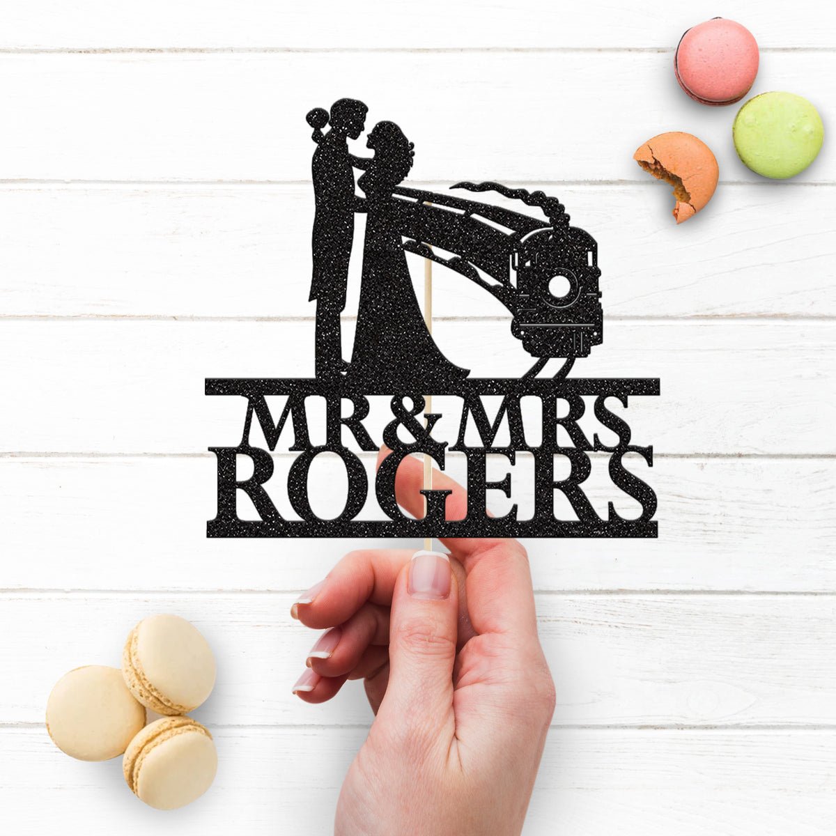 Personalised Steam Train Wedding Cake Topper – Surname - view 3