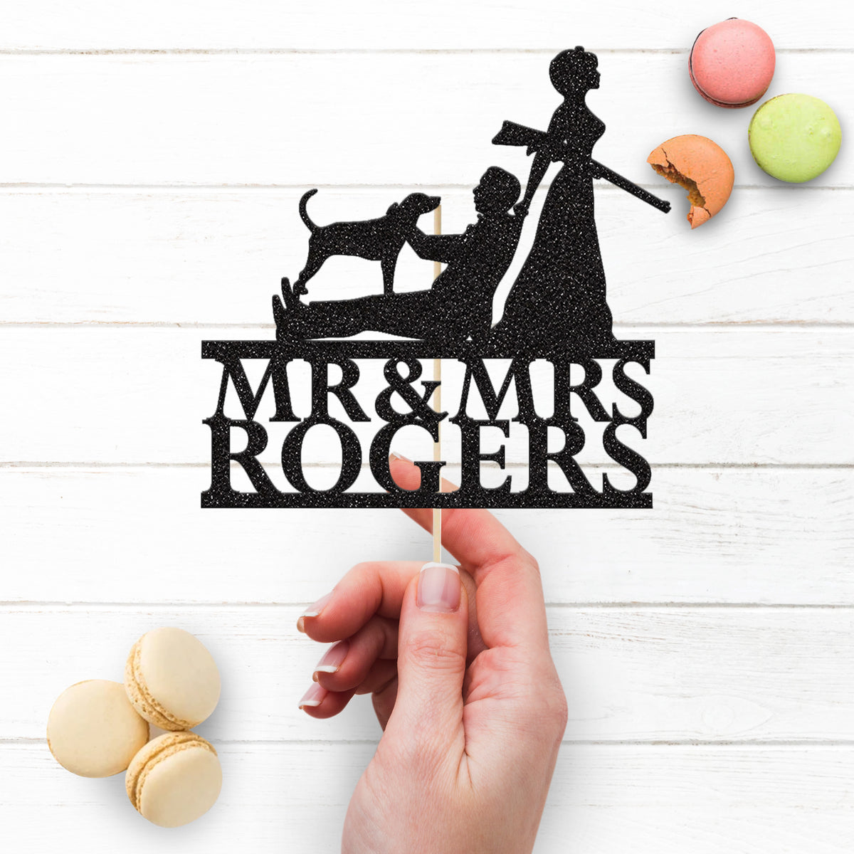 Personalised Hunting Couple Surname Wedding Cake Topper - view 3