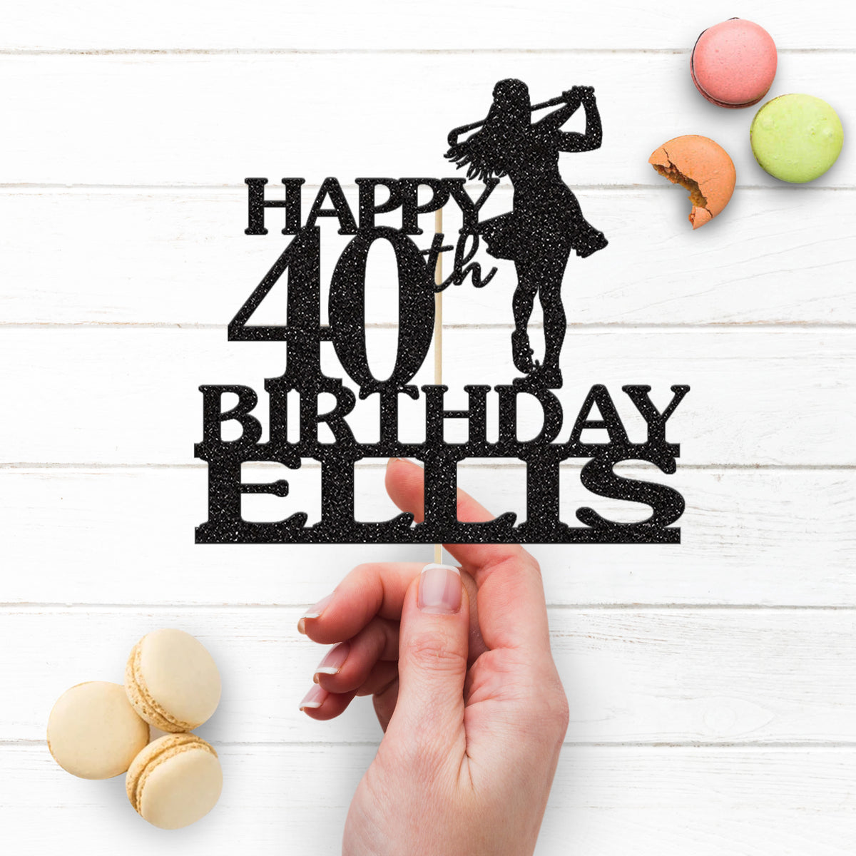 Personalised Female Golfer Birthday Cake Topper – Name & Age - view 3