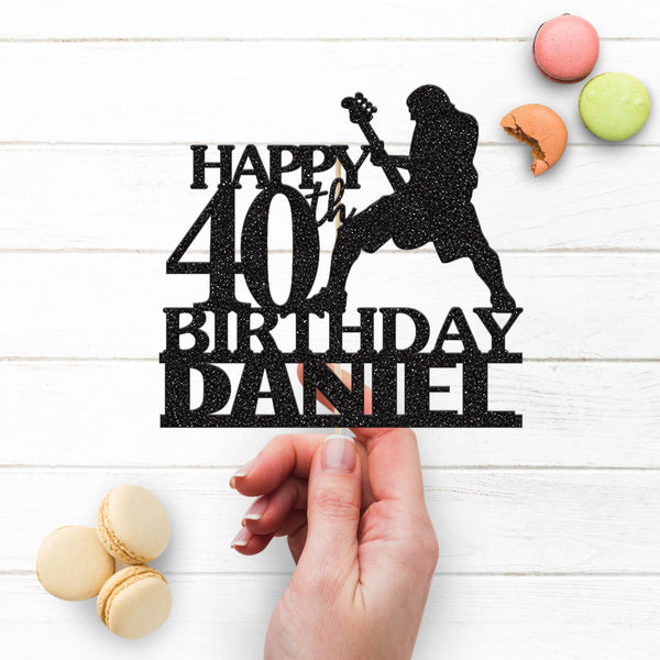 Personalised Guitar Player Birthday Cake Topper – Name & Age - view 3