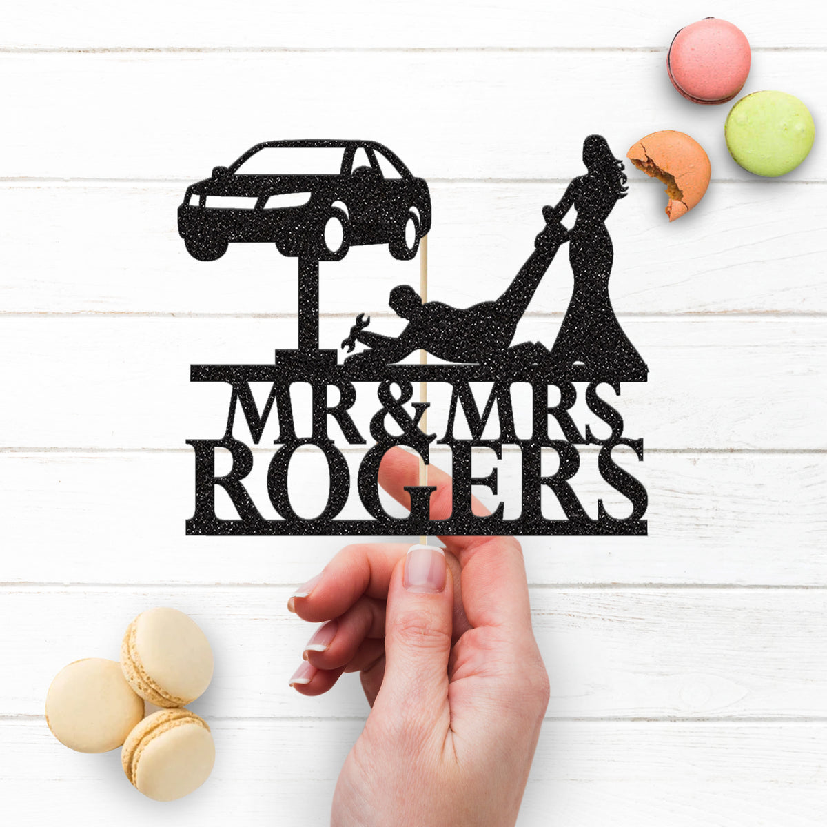 Personalised Auto Mechanic Wedding Cake Topper – Surname - view 3