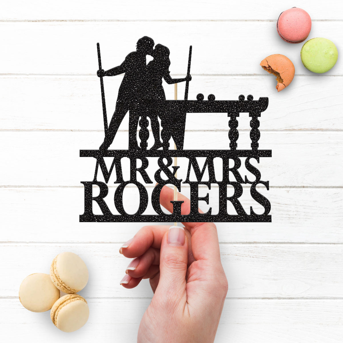 Personalised Billiards Wedding Couple Cake Topper – Surname - view 3