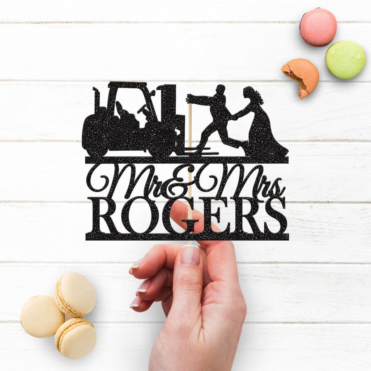 Personalised Forklift Wedding Couple Cake Topper – Surname - view 3