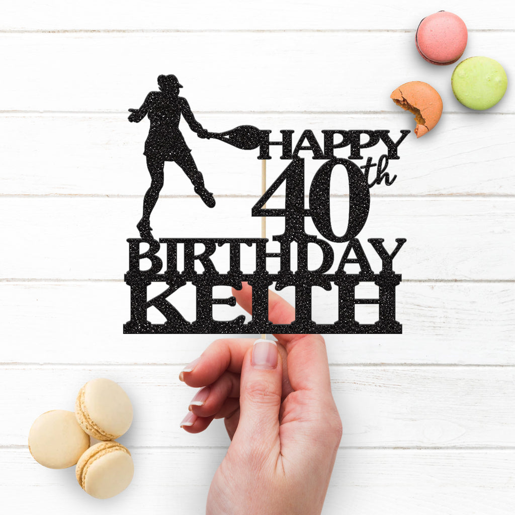 Personalised Tennis Player Milestone Cake Topper – Name & Age - view 3