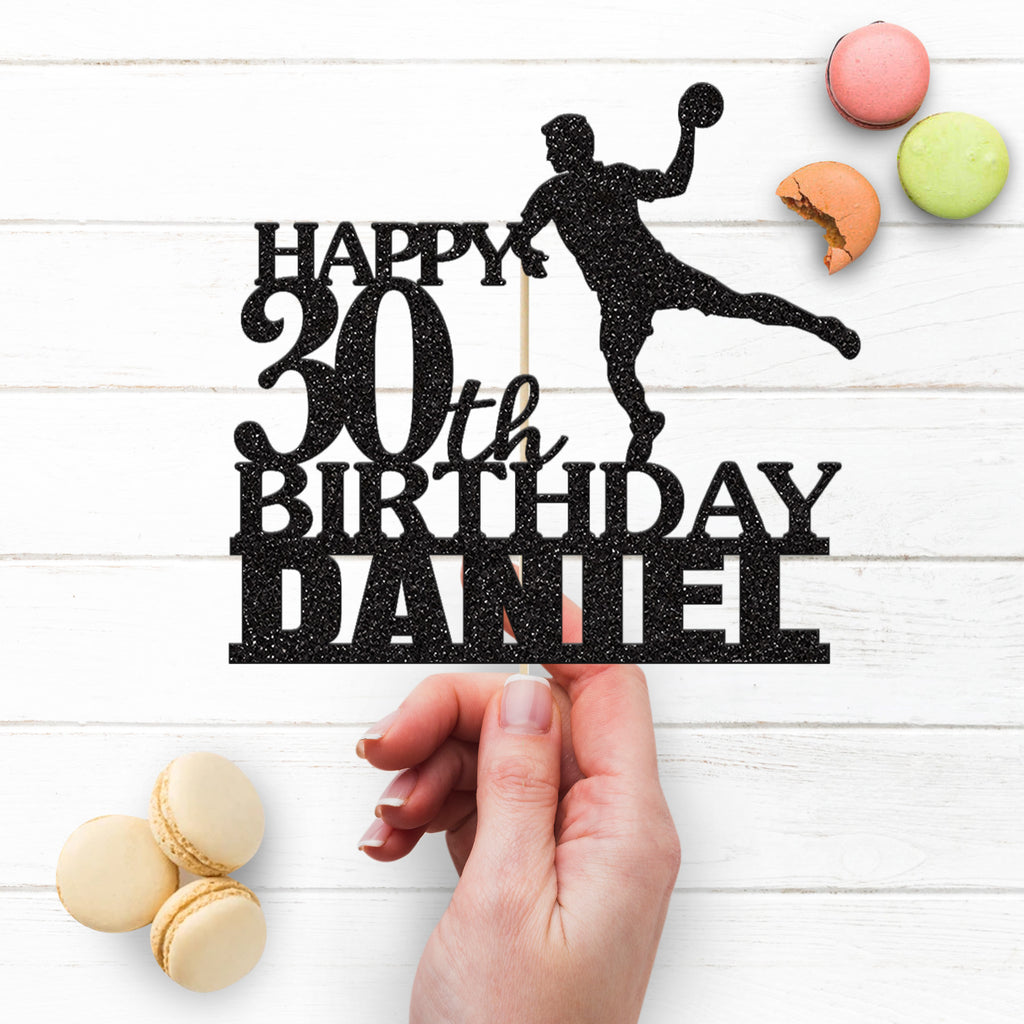Personalised Handball Player Birthday Cake Topper – Name & Age - view 3