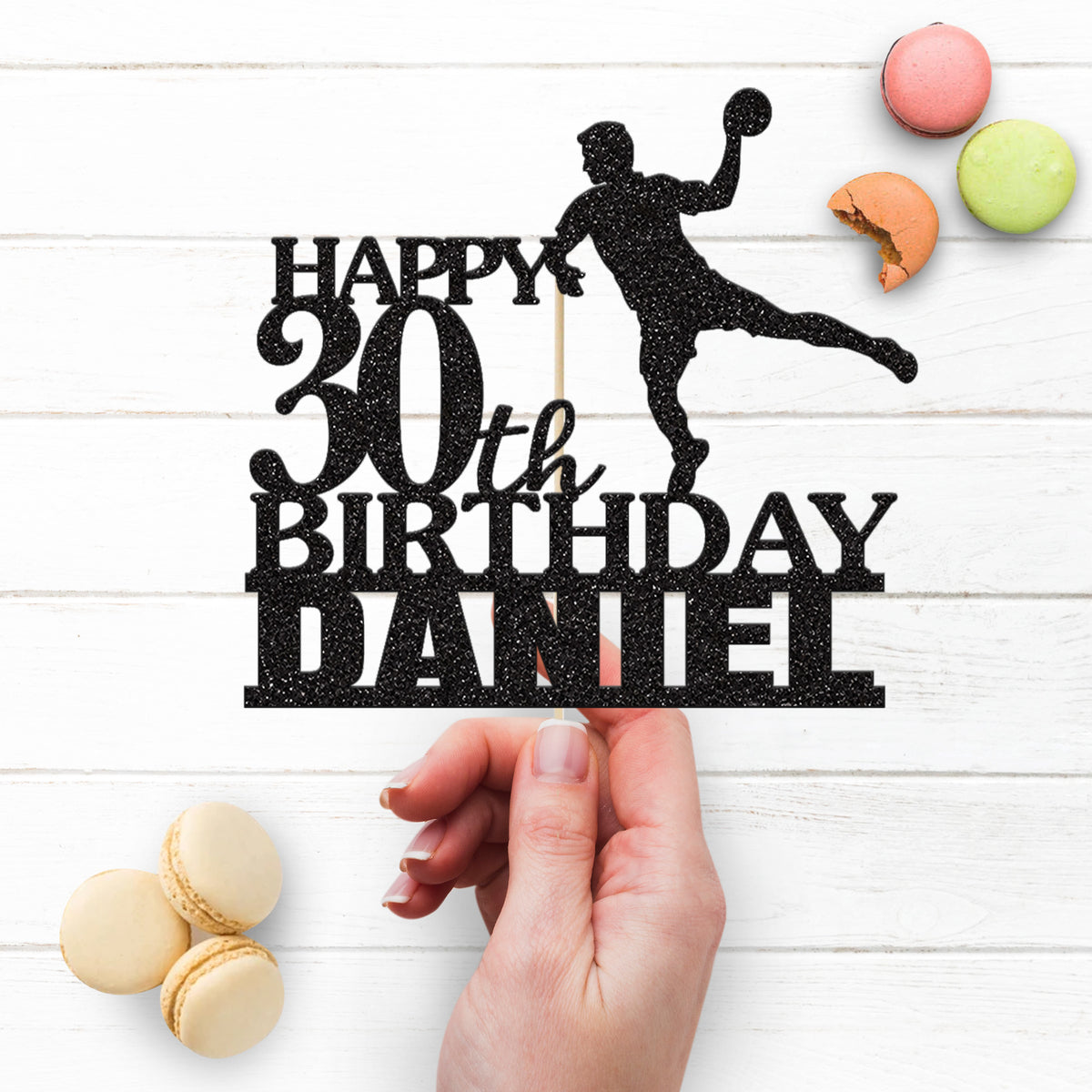 Personalised Handball Player Birthday Cake Topper – Name & Age - view 3