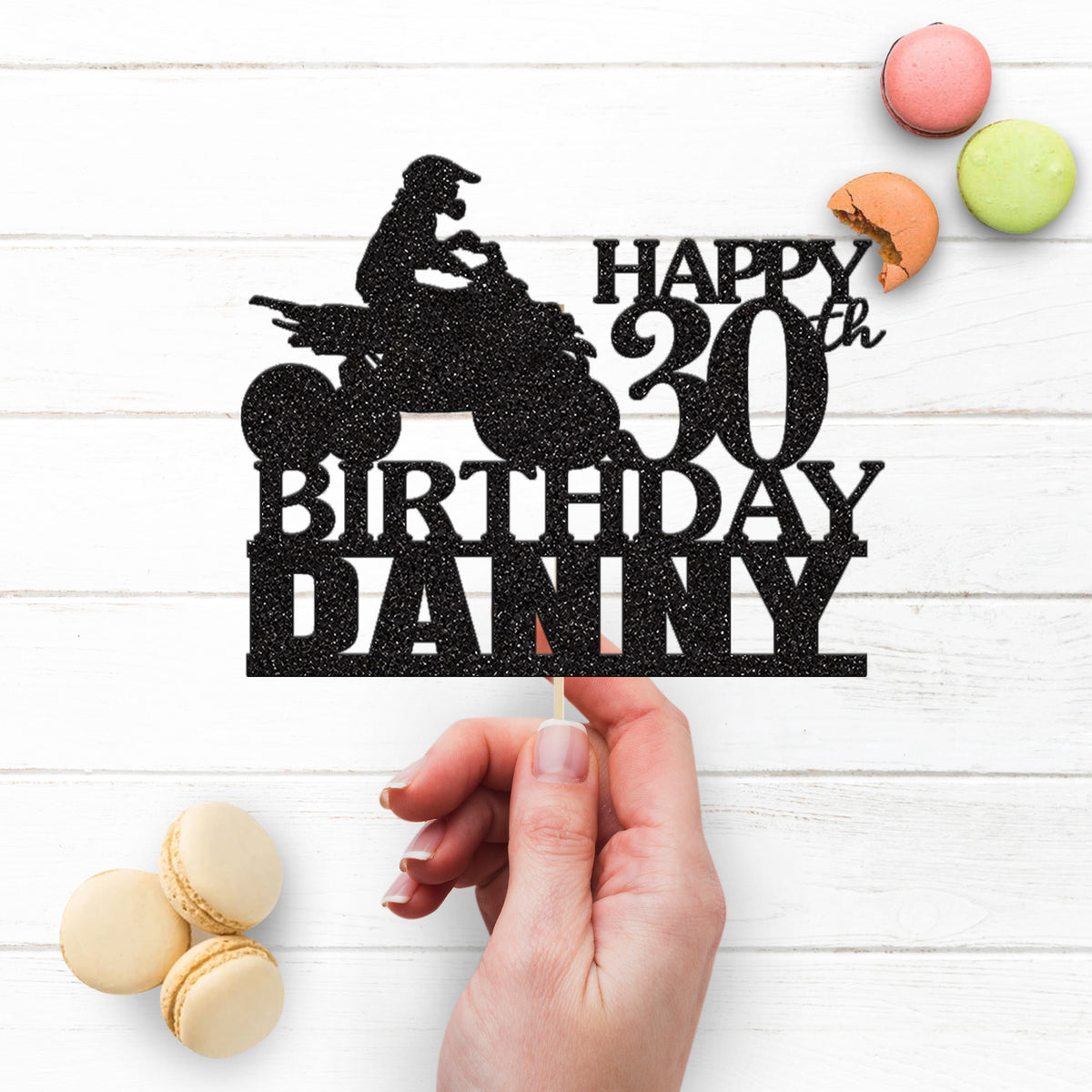 Personalised Quad Bike Rider Birthday Cake Topper – Name & Age - view 3