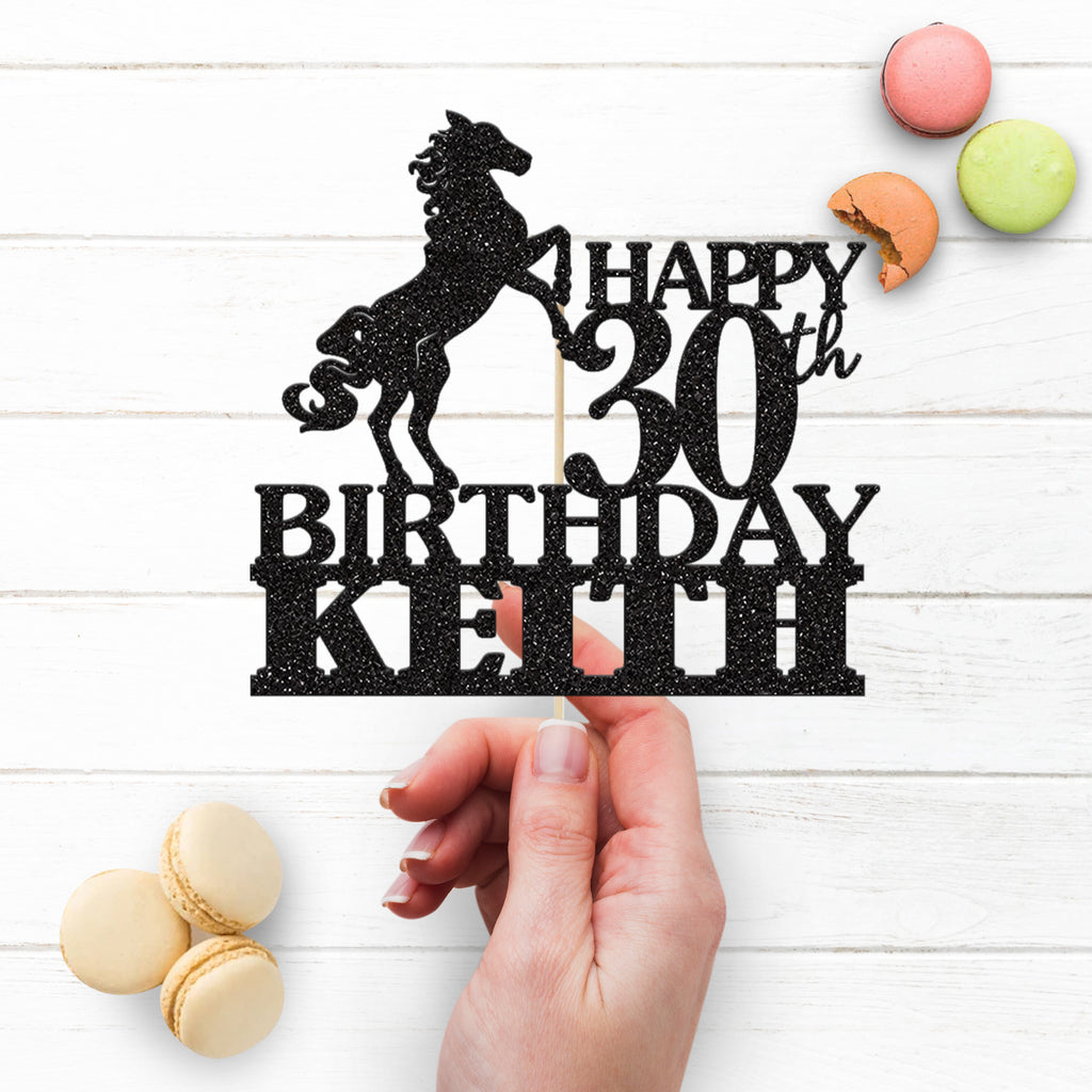 Personalised Rearing Horse & Birthday Lettering Cake Topper – Name & Age - view 3