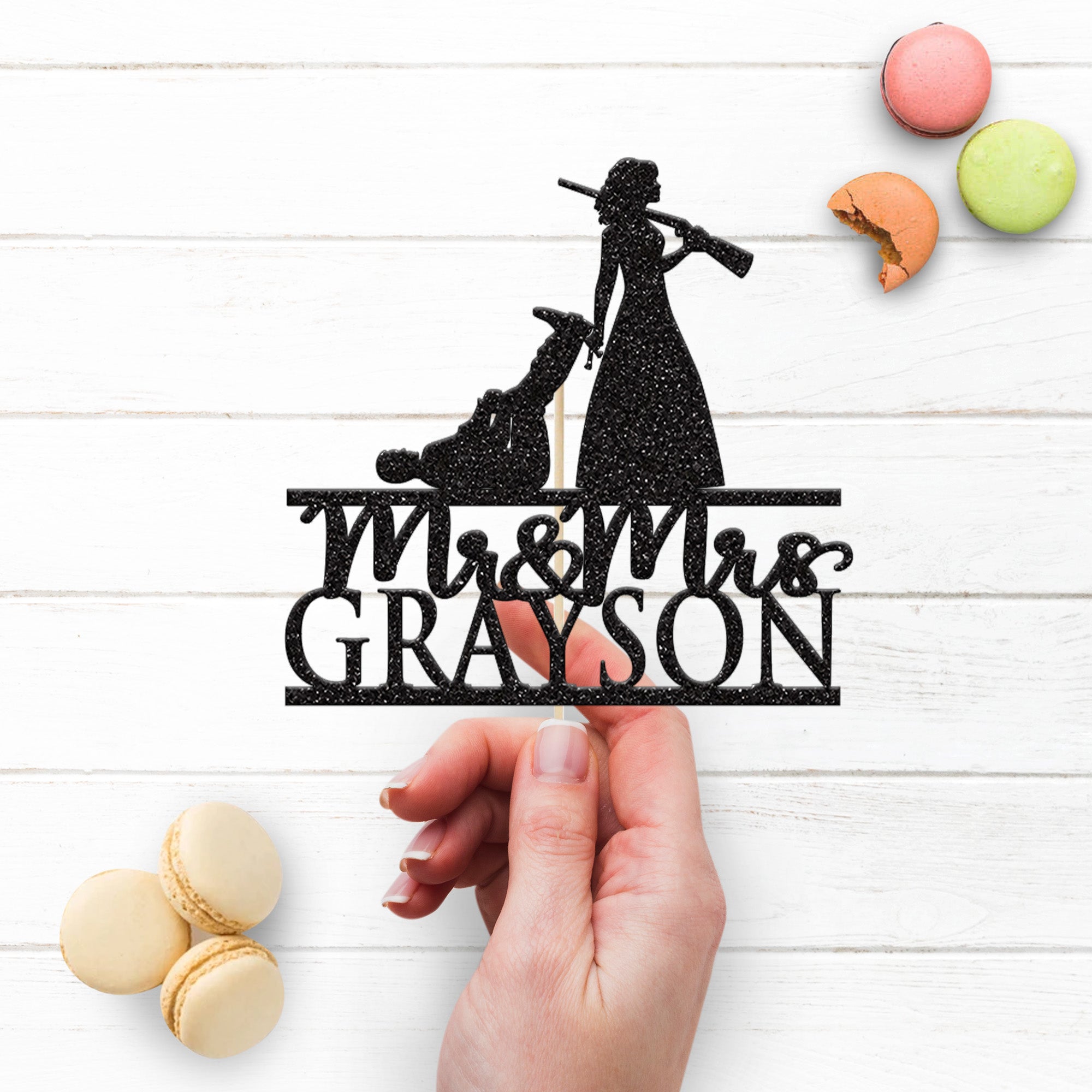 Personalised Hunting Bride & Dog Wedding Cake Topper – Surname Secondary image