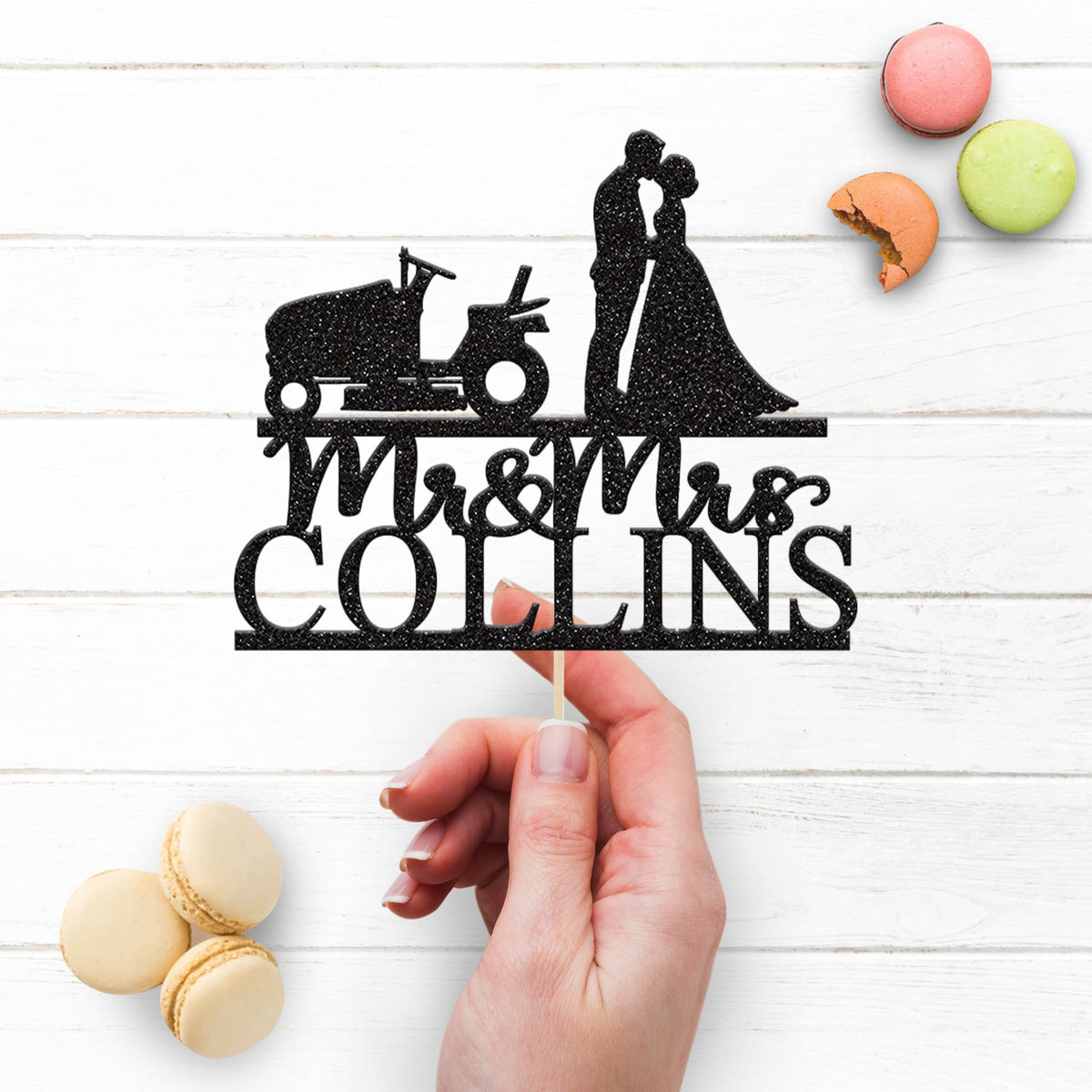 Personalised Ride-On Mower Wedding Cake Topper – Surname - view 3