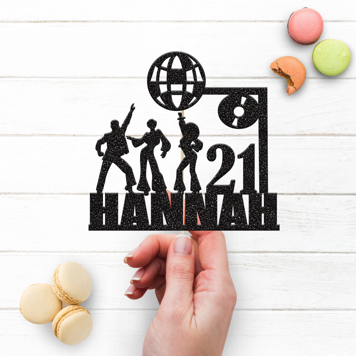 Personalised Disco Dancers Birthday Cake Topper – Name & Age - view 3