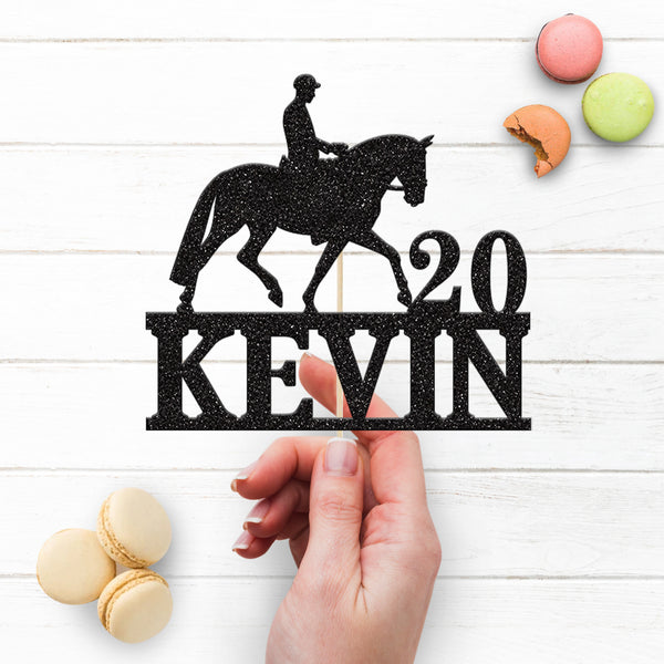 Personalised Side-View Horse Rider Cake Topper – Name & Age - view 3