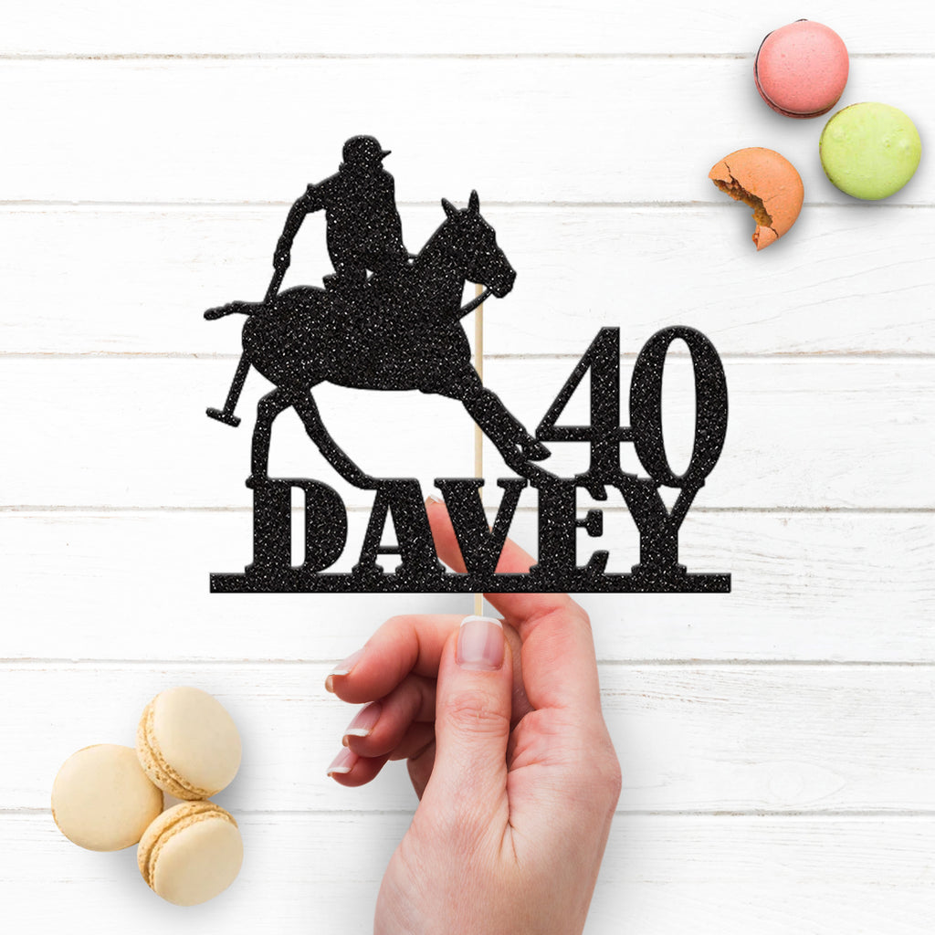 Personalised Polo Rider Birthday Cake Topper – Name & Age - view 3