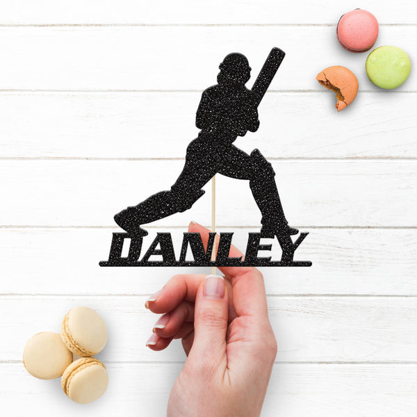 Personalised Cricket Batter Cake Topper – Name - view 3