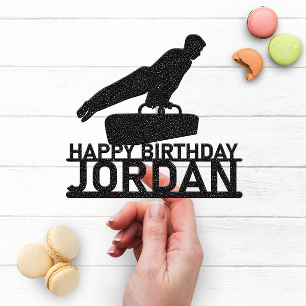 Personalised Pommel Horse Gymnast Cake Topper – Name - view 3