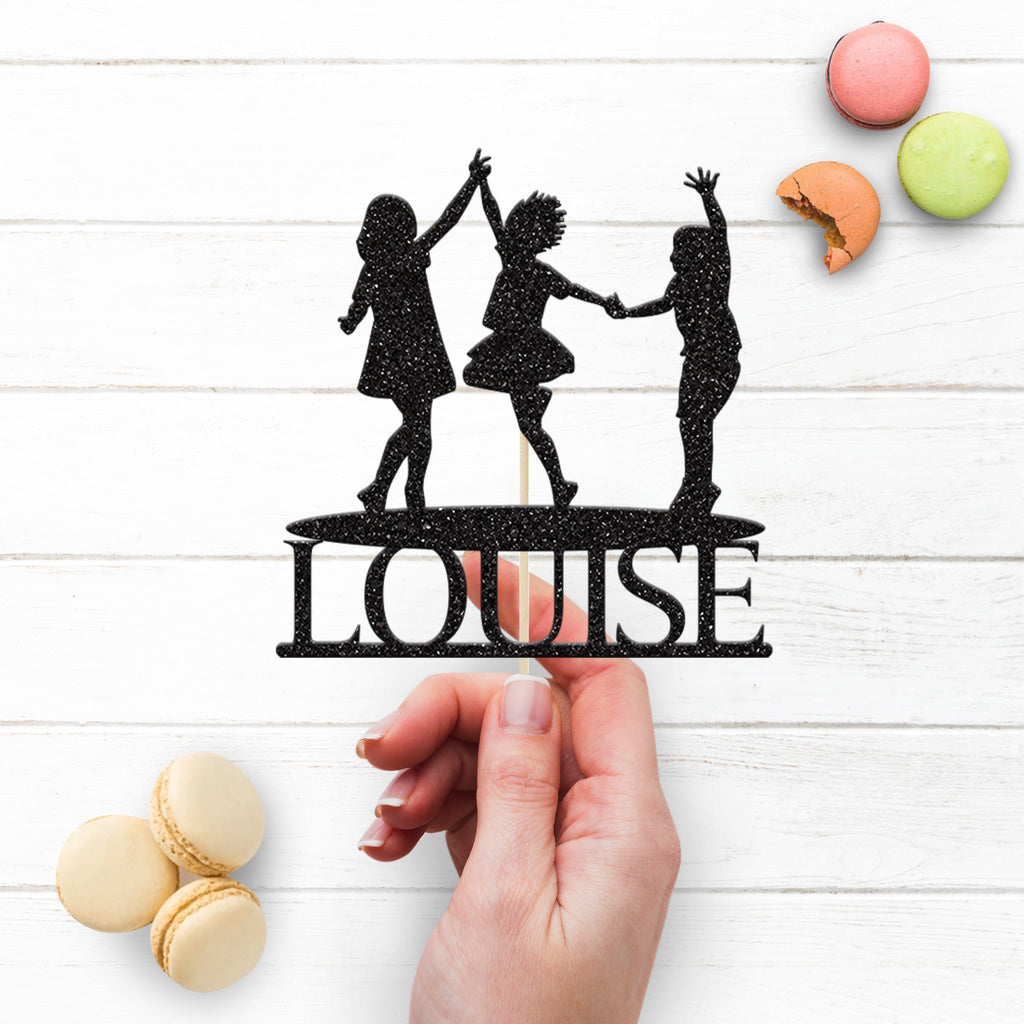 Personalised Trampoline Party Trio Cake Topper – Name - view 3