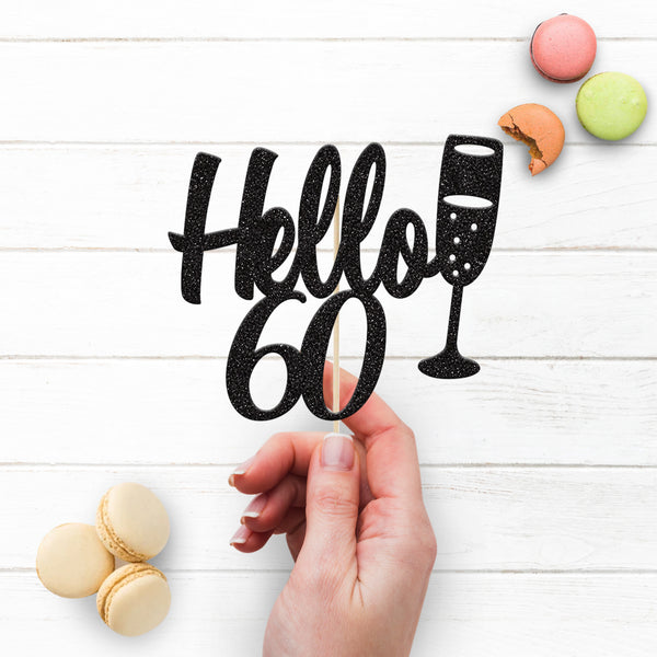 Personalised Hello Champagne Glass Cake Topper – Age - view 3