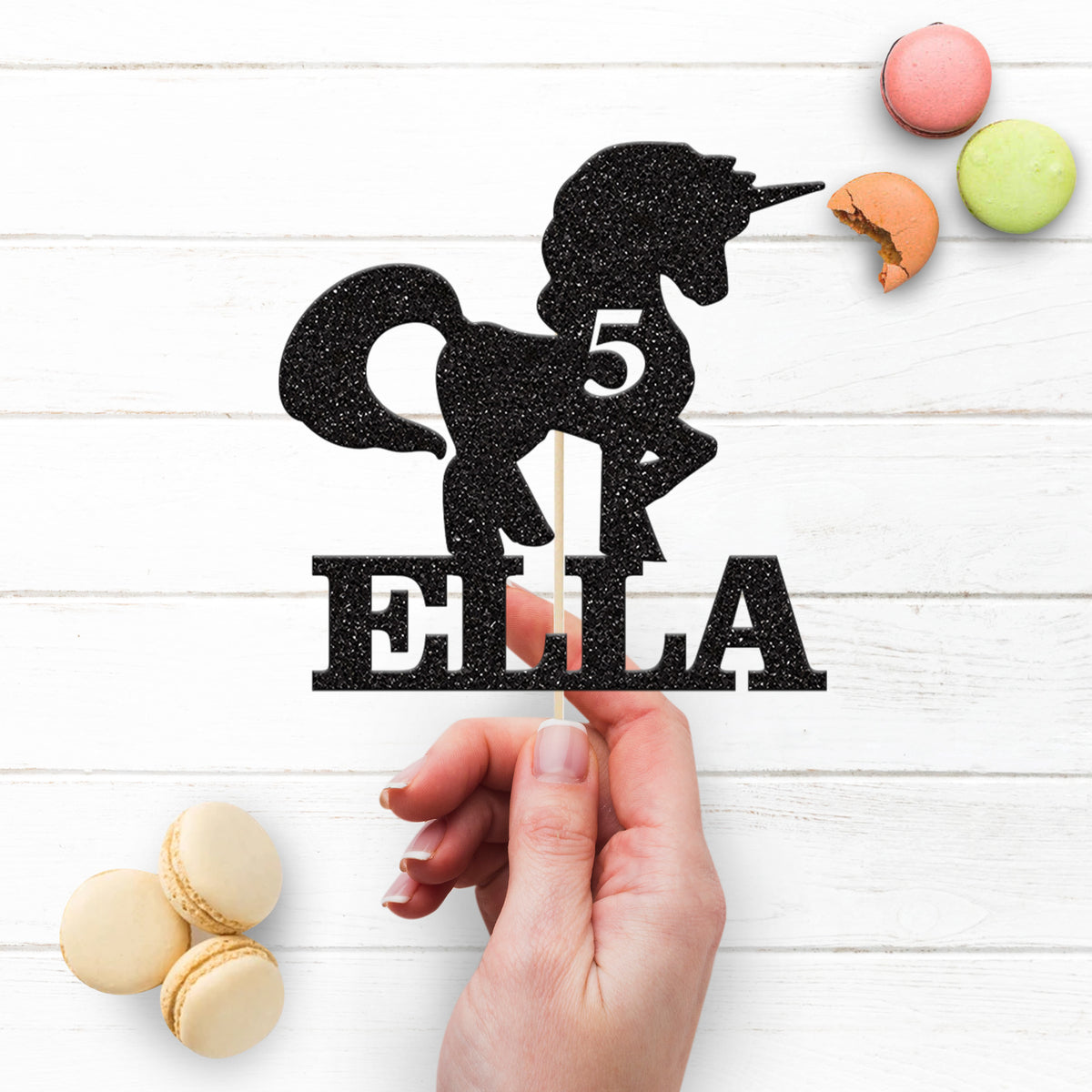 Personalised Rearing Unicorn Cake Topper – Name & Age - view 3