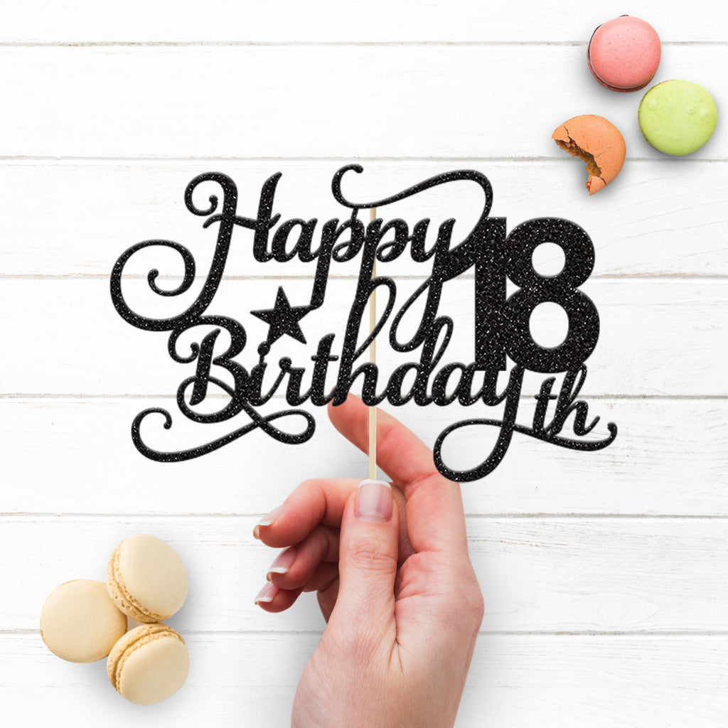 Personalised Script Star Happy Birthday Cake Topper – Age - view 3