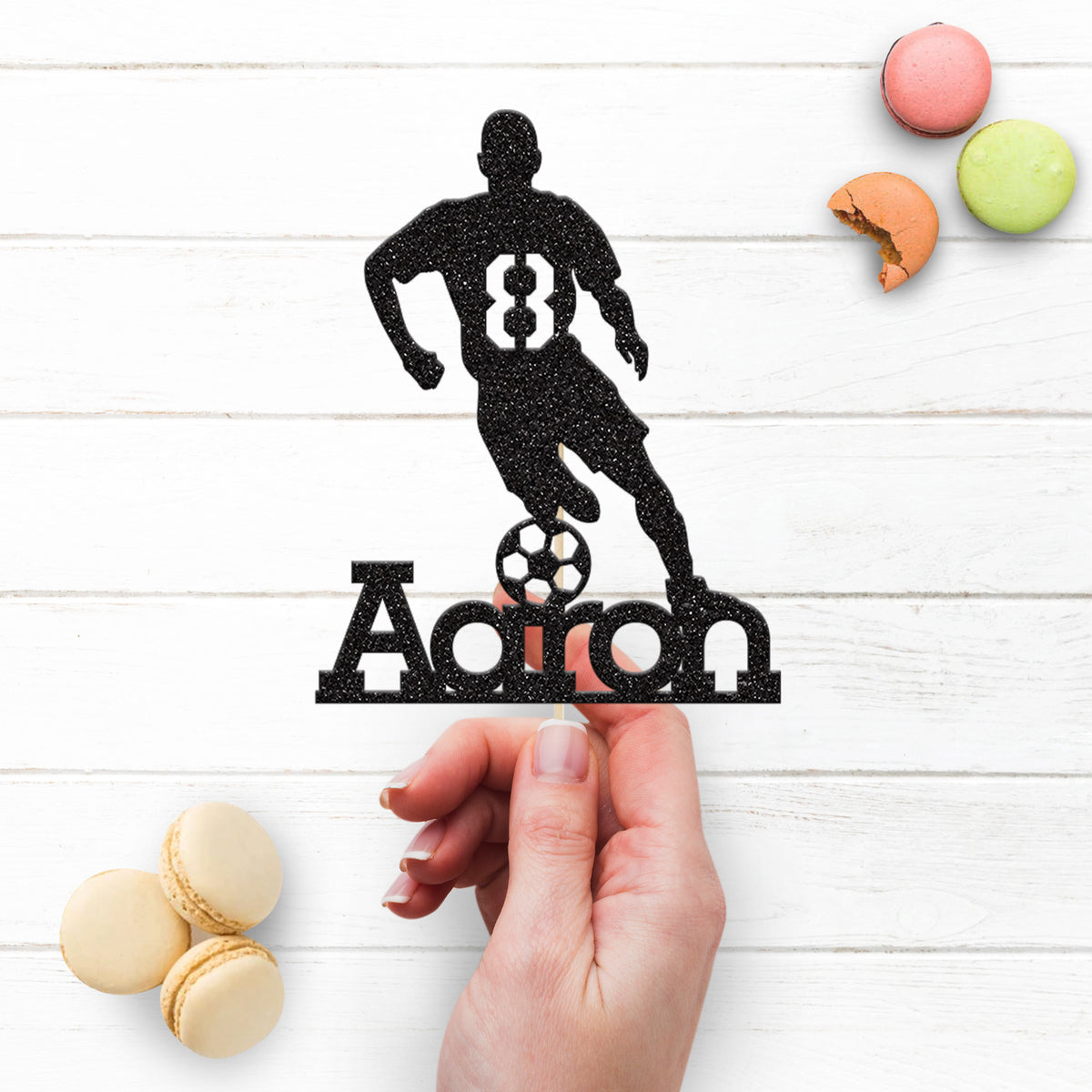 Personalised Footballer Shirt Number Cake Topper – Name & Age - view 3