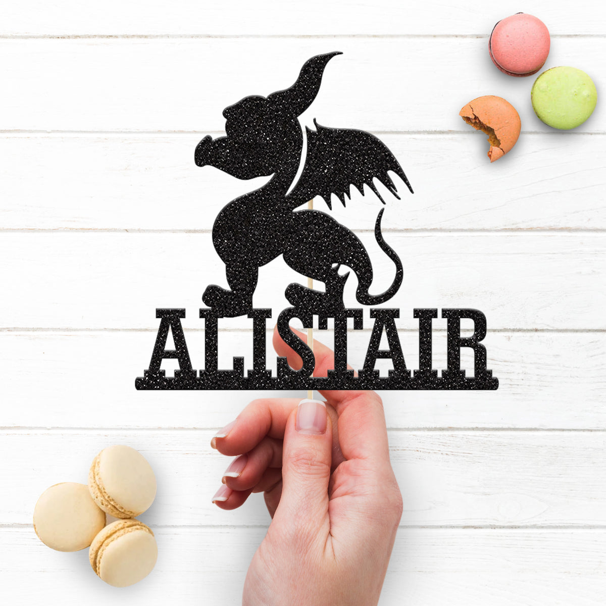 Personalised Little Winged Dragon Cake Topper – Name - view 3