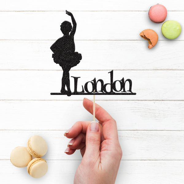 Personalised Raised-Arm Ballerina Cake Topper – Name - view 3