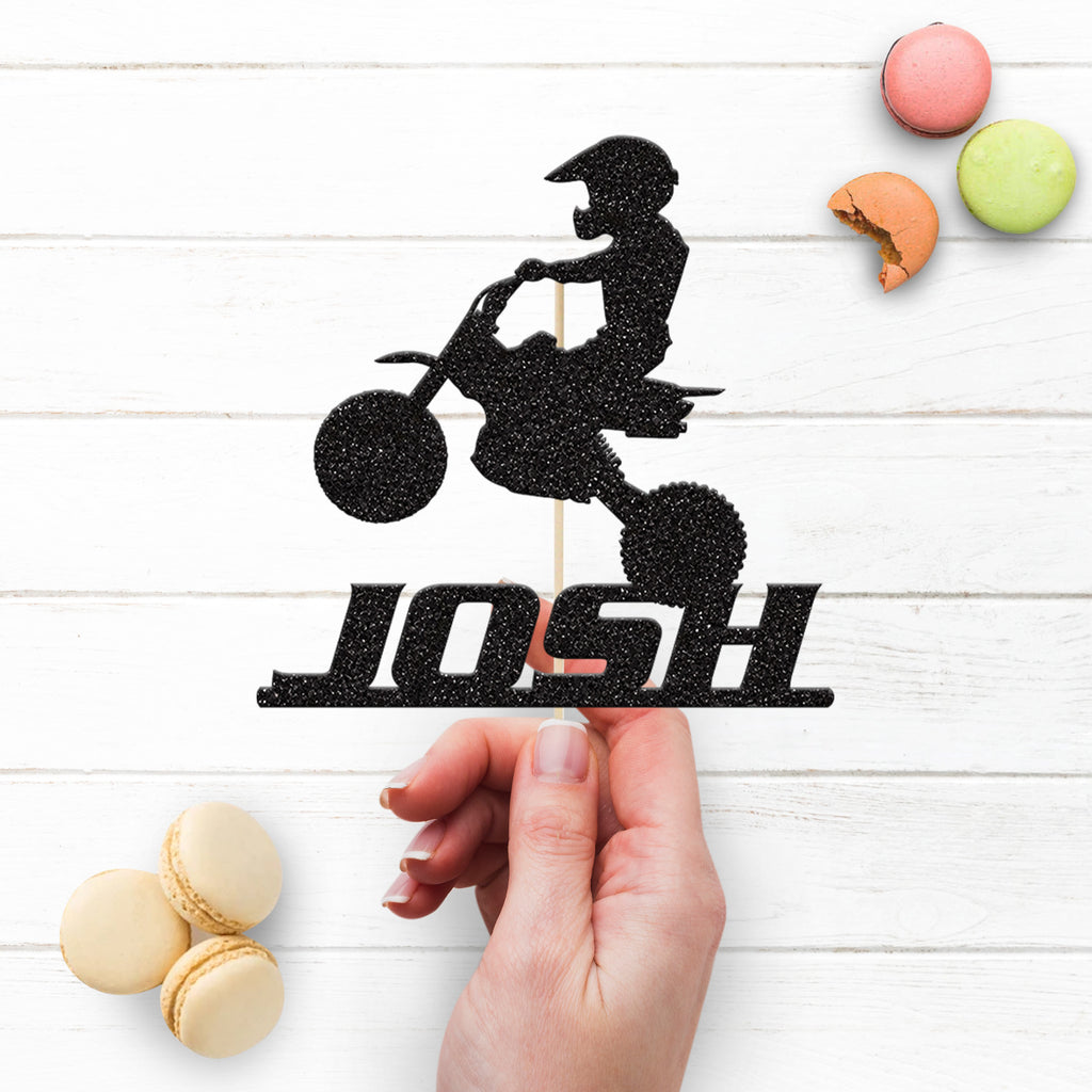 Personalised Mini Motorbike Jump Cake Topper – Name - view 3