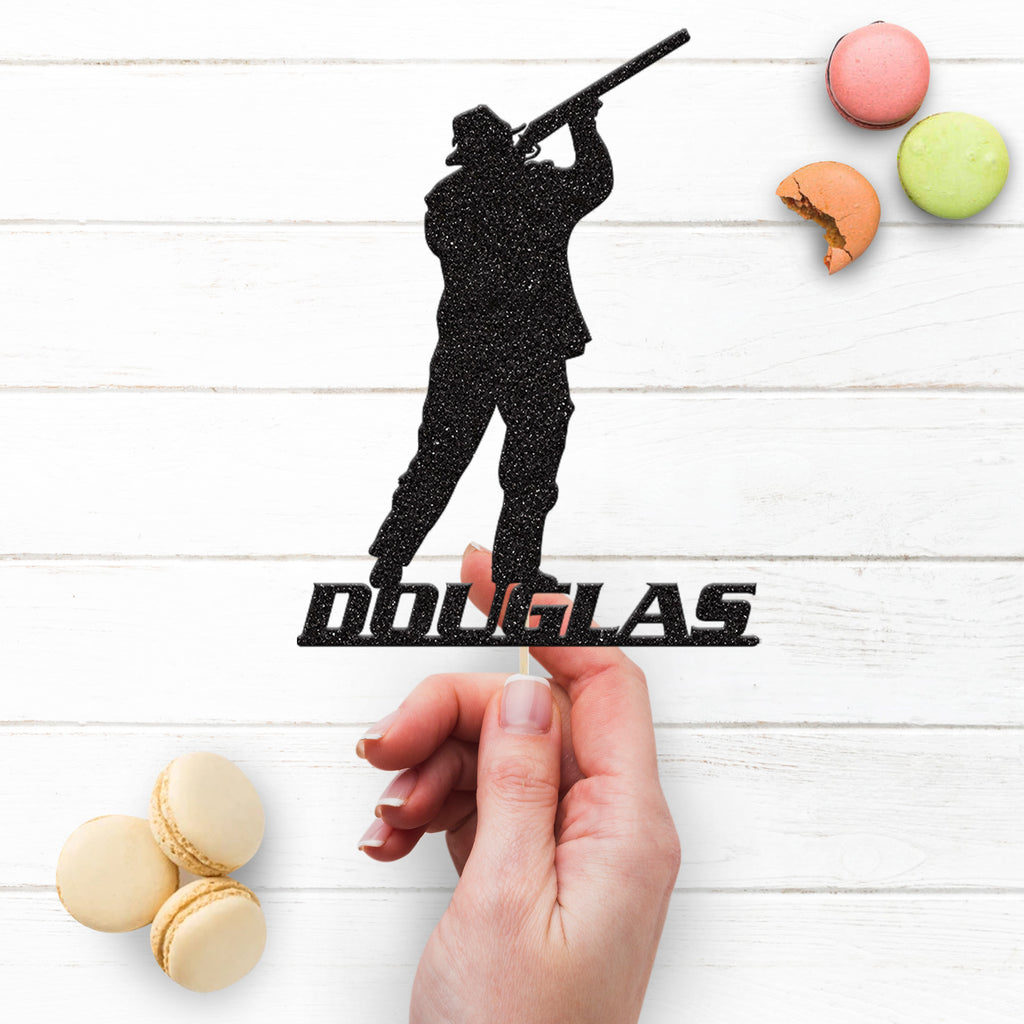 Personalised Shotgun Shooting Cake Topper – Name - view 3