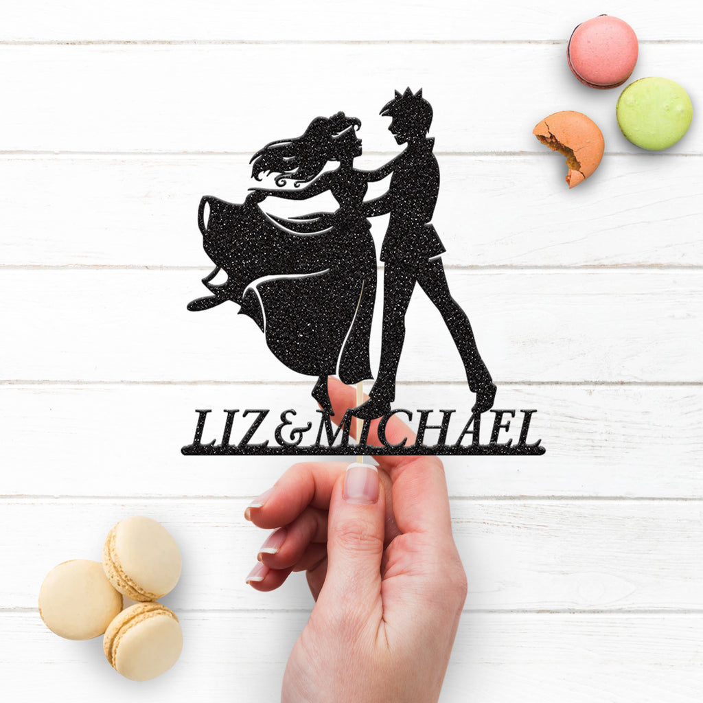 Personalised Prince & Princess Wedding Cake Topper – Names - view 3