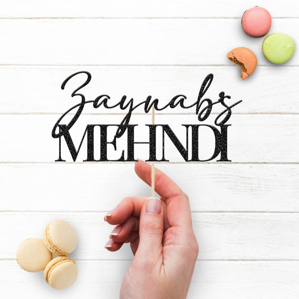 Personalised Name Script Mehndi Cake Topper – Name - view 3