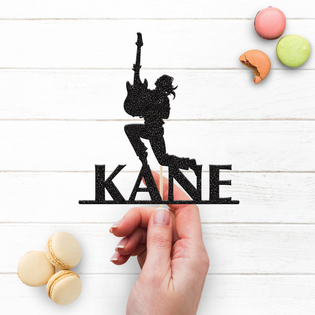 Personalised Jumping Guitarist Cake Topper – Name - view 3