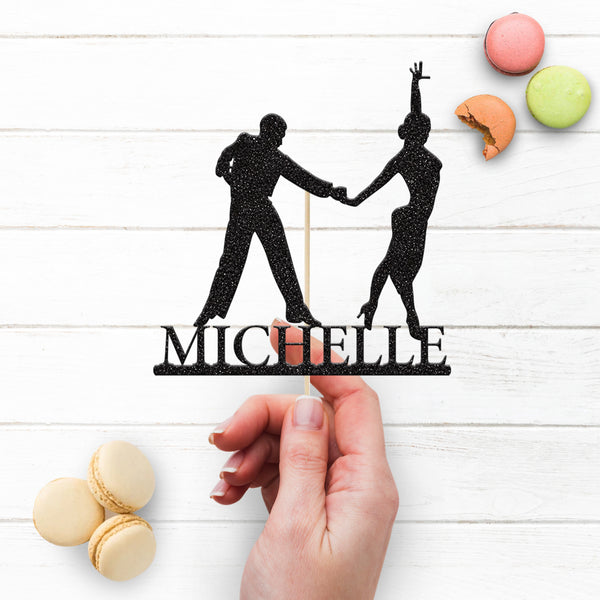 Personalised Latin Dance Couple Cake Topper – Name - view 3